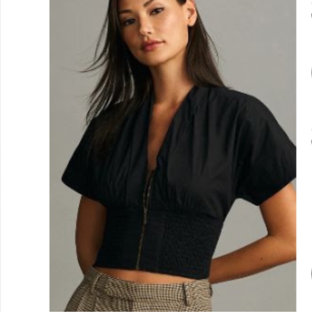 NWT Maeve short sleeve zip front blouse